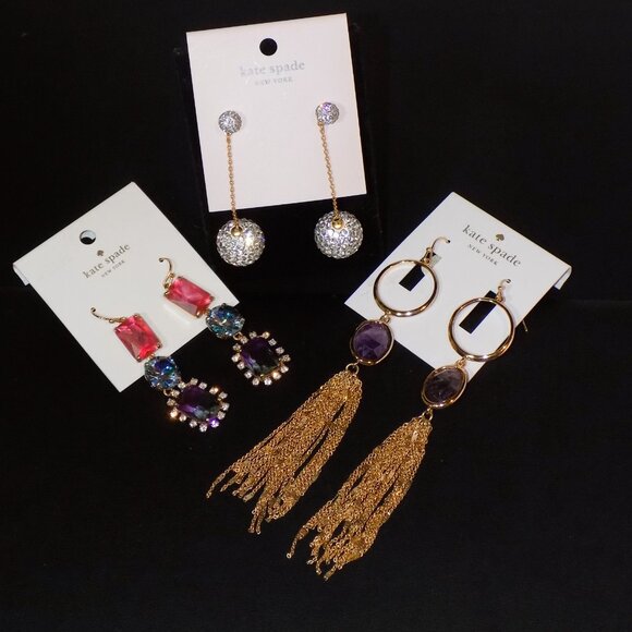 Lot 3 New Kate Spade Pairs Dangle Earrings Bundle  Color Crush, Razzle Dazzle - Picture 6 of 7